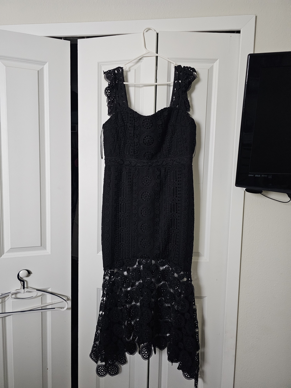 New York & Company Black Crochet Lace Midi Dress